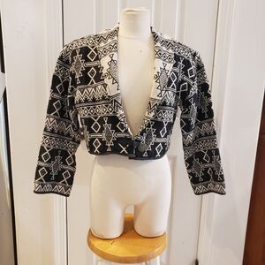 Vintage Flashback Aztec jacket Womens tapestry cropped TribalBoho 1990's